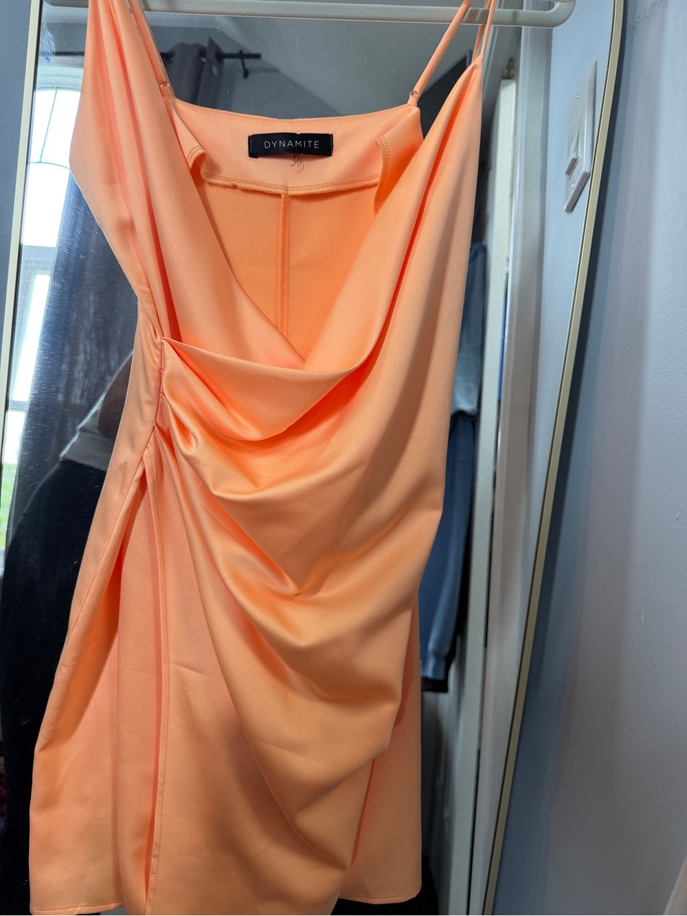 Dynamite Peach Draped Mini Slip Dress